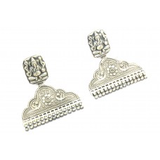 Earrings Traditional Tribal Temple 925 Sterling Silver God Ganesh Peacock Floral
